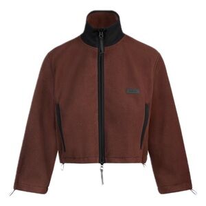 cocoa SKIMS outdoor fleece cropped 3/4 sleeve jacket